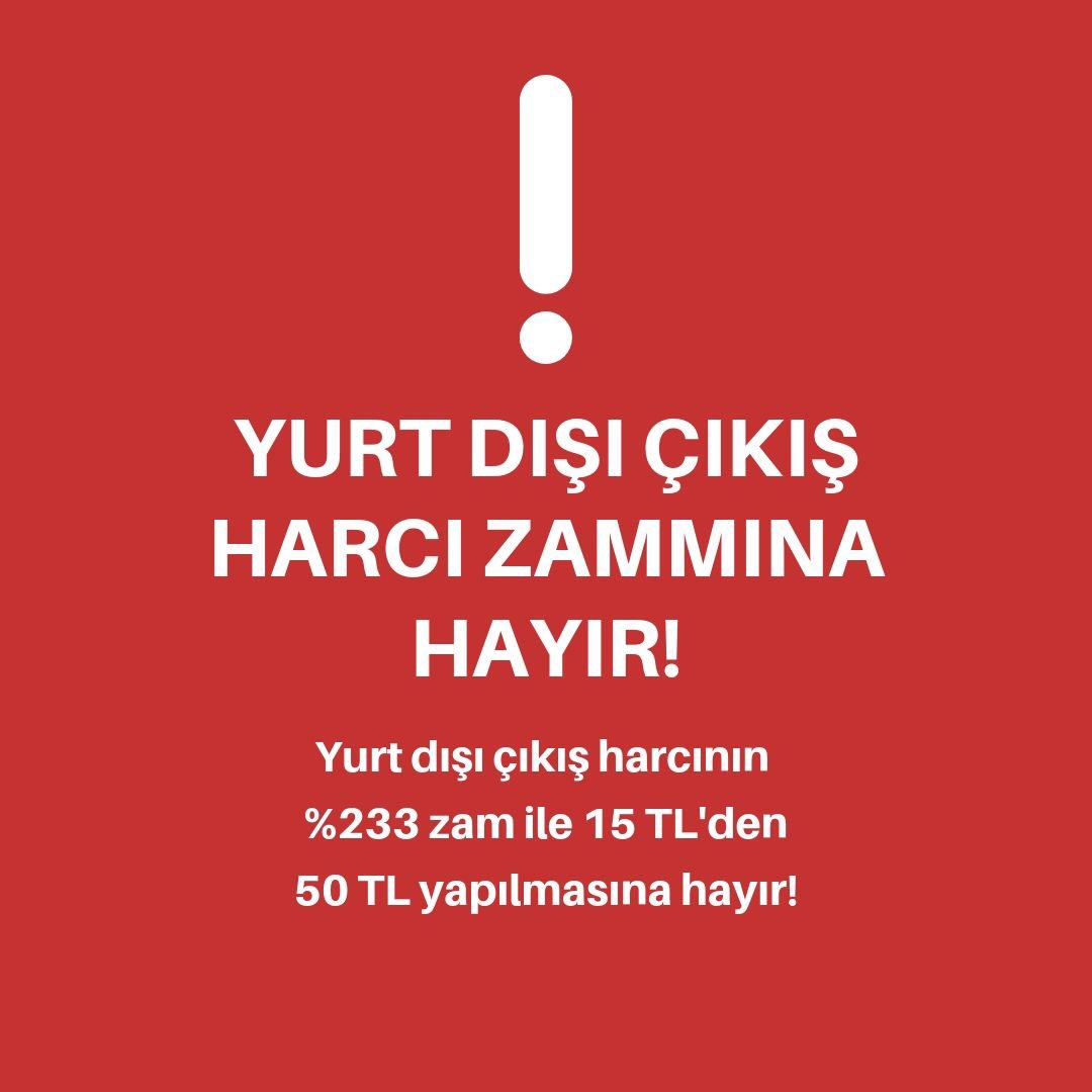 Yurt dışı çıkış harçlarına yapılacak olan %233 zamma HAYIR diyoruz!

Gezmeye devam etmek için siz de HAYIR diyerek, görsel ve etiketlerle paylaşım yaparak, Change.org'daki kampanyaya imza vererek destek olun!

chng.it/WtHp8Gtn

#çıkışharcınaHAYIR