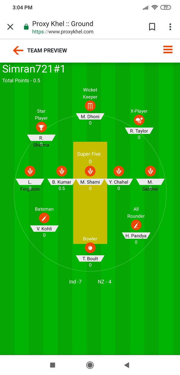 SimranM68398867's tweet photo. My team for Worldcup2019 semi-finals!!ππ₯°π
Let's see how much I earn..π§π€
You can also go and play @ https://t.co/oTElF4R5HD
make your team now... π
#fantasycricket #worldcup2019 #proxykhel #playandearn https://t.co/m6xcrnAWKB