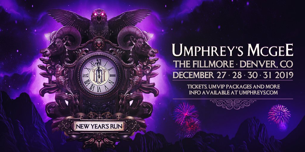 Umphrey’s McGee considers Colorado a second home, and we are stoked to return to the Front Range for our annual #umNYE celebration for four nights at the <a href="/FillmoreDEN/">Fillmore Auditorium</a>. umVIP &amp; pre-sale 7/16 10am MT. On-sale 7/19 10am MT.

Full details: bit.ly/umNYE19
#umphreys
