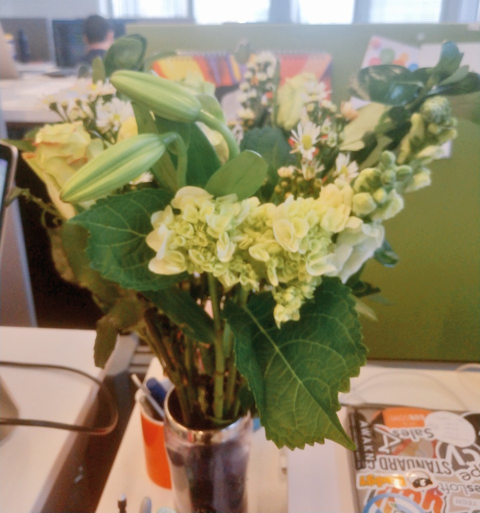 AlyintheATL's tweet photo. Awwwwww Y'ALL! The lovely people of the @ATLTechVillage team sent me flowers for helping with @atlsv, "just because." โฅ๏ธโฅ๏ธ๐ค๐ค Thank you, this made my day!!! #AllTearedUp #SurpriseFlowers https://t.co/psNVSeF4Tw