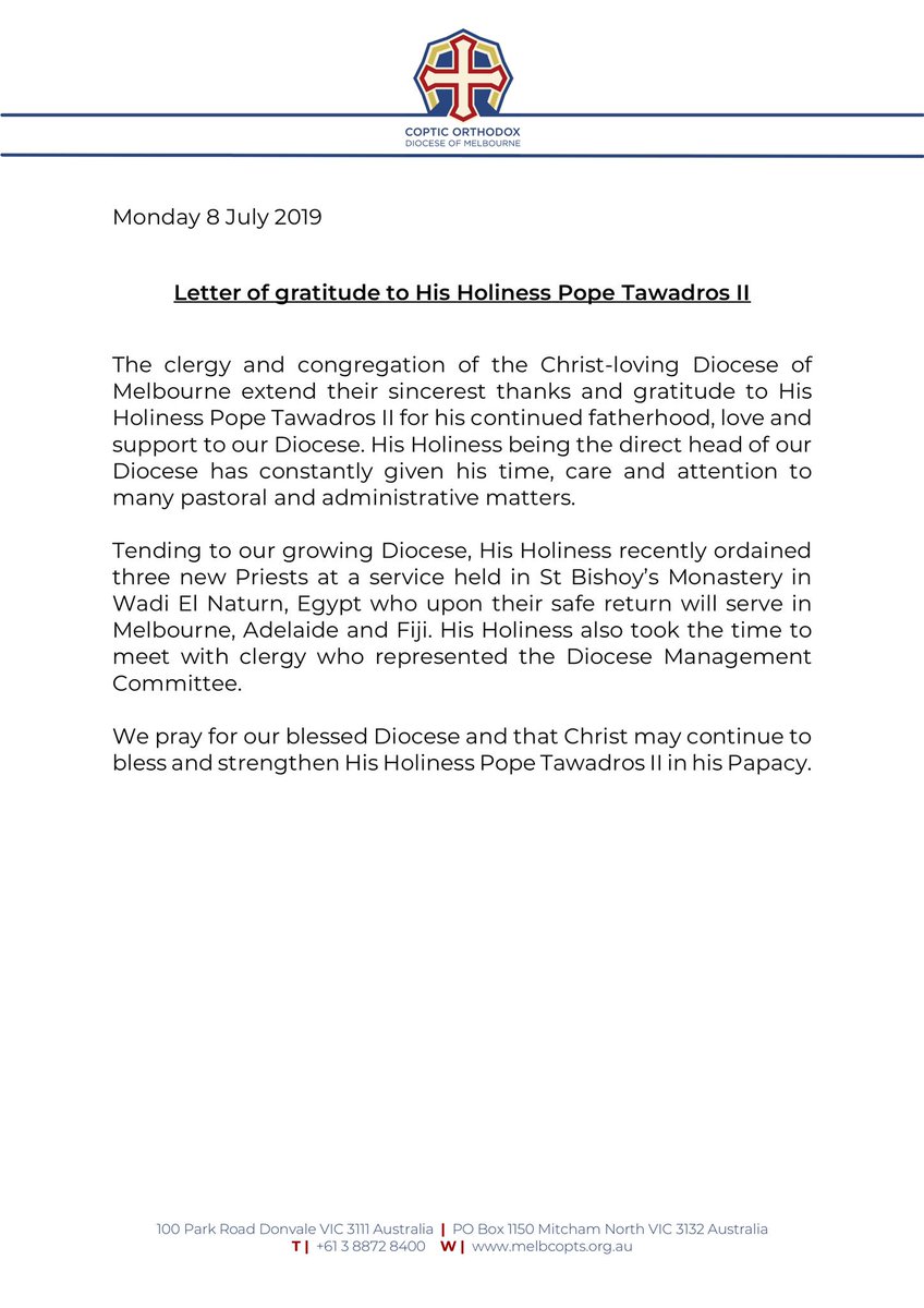 Coptic Orthodox Diocese of Melbourne tweet media