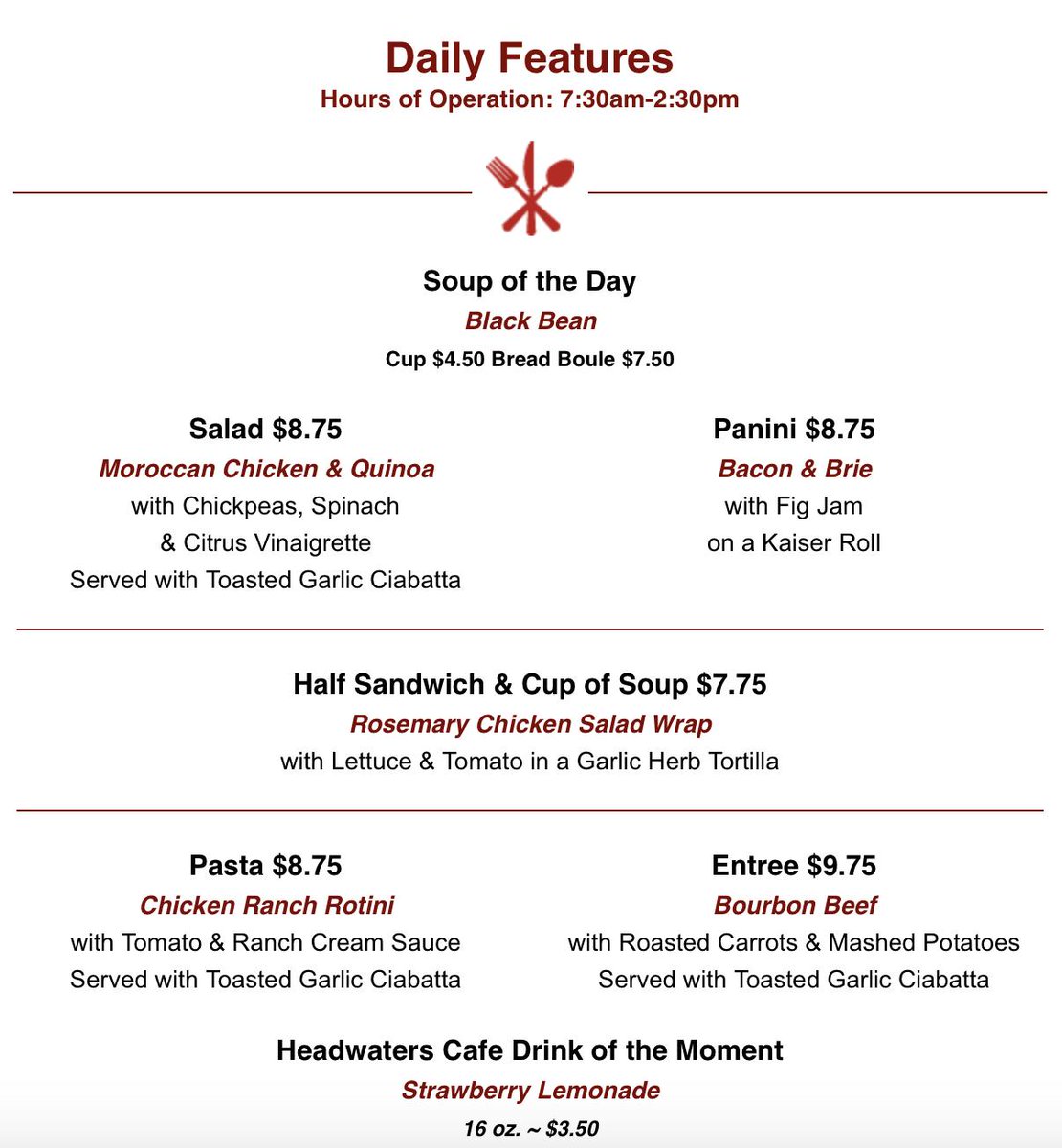 MHCCulinary's tweet photo. We're back after the holiday break! Come check out Headwaters Cafe in @RiverCentre for lunch today! https://t.co/fzHTqCYaxR