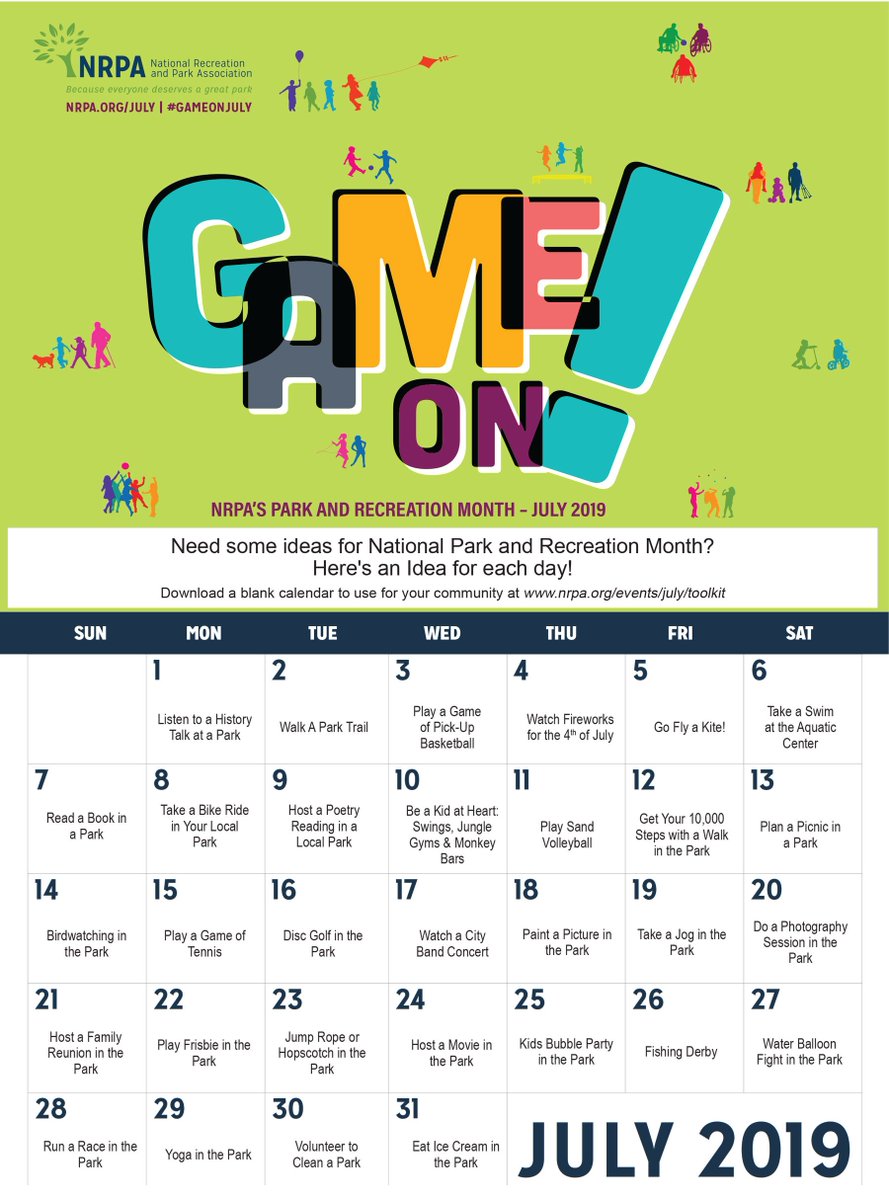 LeagueKSMunis's tweet image. To celebrate national #ParksAndRec month, we created a calendar with ideas for how to spend your summer in a local park! Get out there! @KSRecParkAssn