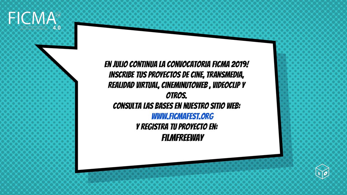 ficmafest's tweet photo. Continua en julio la convocartoria FICMA 2019 de forma gratuita, esperamos tus proyectos!
#FICMA2019 #TRANSMEDIA #Tecnología #Comics #RV #Videoclip #Cineminutoweb #NEWMEDIA https://t.co/l5NZjzzwrE