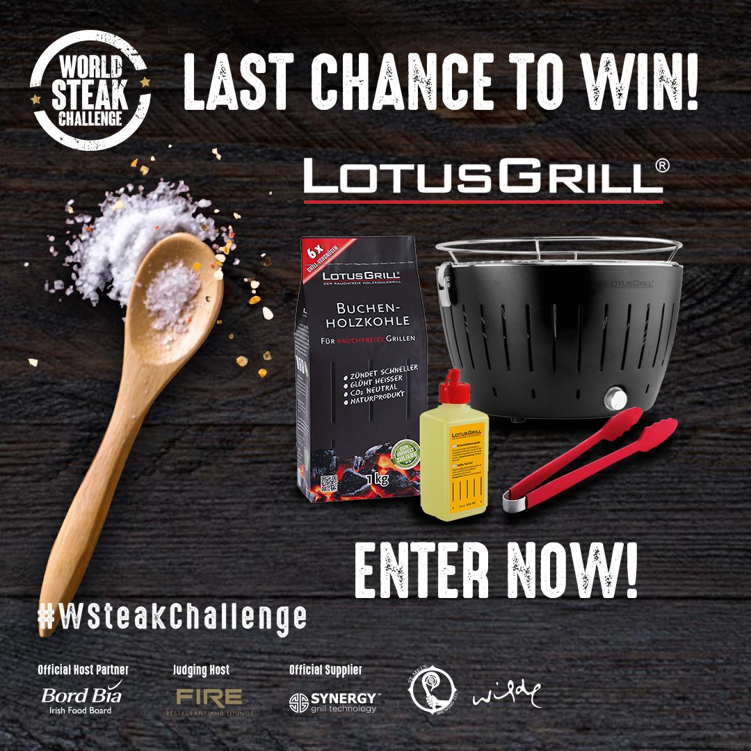 WSteakChallenge's tweet photo. 🔥LAST CHANCE TO WIN A LOTUS GRILL 🔥 

Don't miss out:

1. Like &amp; Retweet this post
2. Follow @WSteakChallenge 🥩🥩

(Competition closes, 11.59pm on 11.07.19 - Winners will be contacted via DM. T&amp;C’s apply: https://t.co/a5yL6zTs0s )

#WSteakChallenge https://t.co/xfyXkT0v26