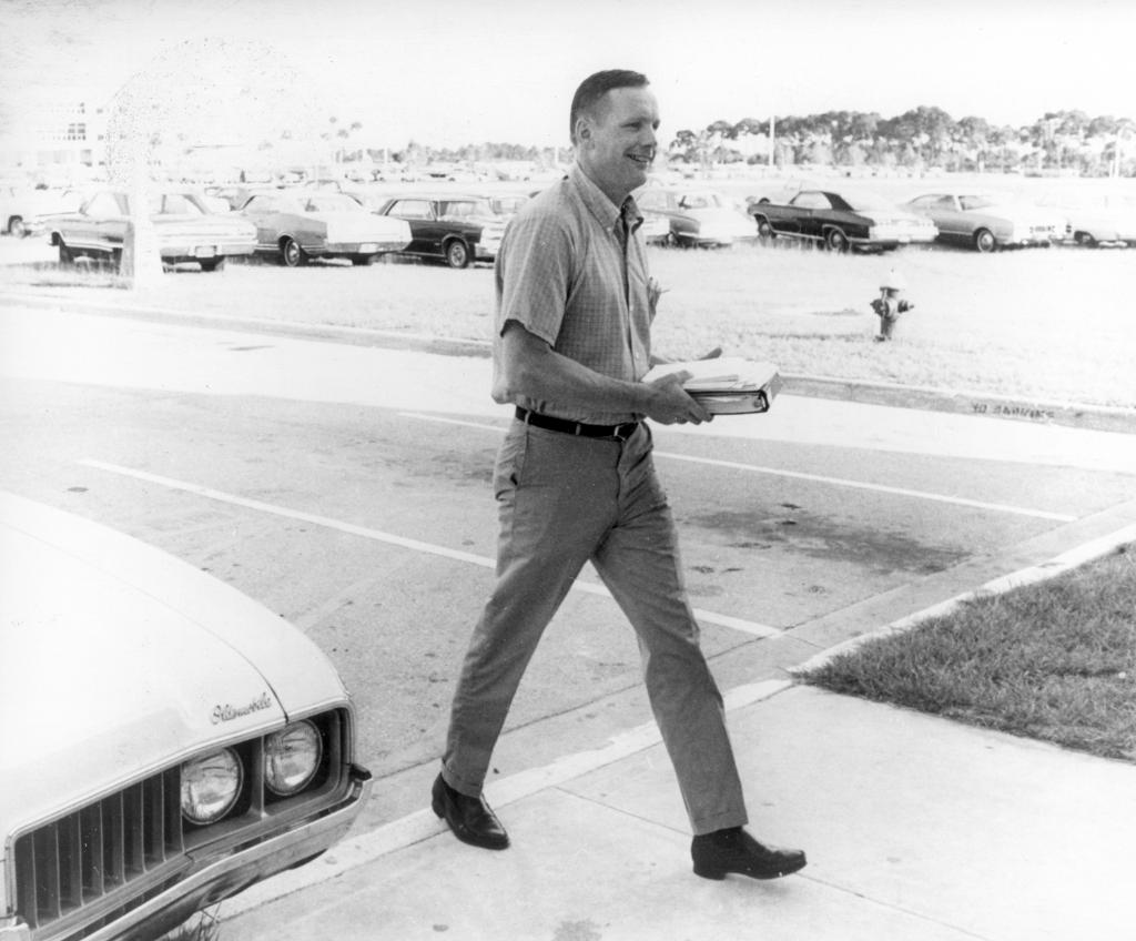 NASAhistory's tweet photo. Just another day at the office..... except their next business trip was a visit to the Moon. #OTD in 1969, the Apollo 11 crew arrived @NASAKennedy with one week until their July 16th launch. https://t.co/gngIQyRC79