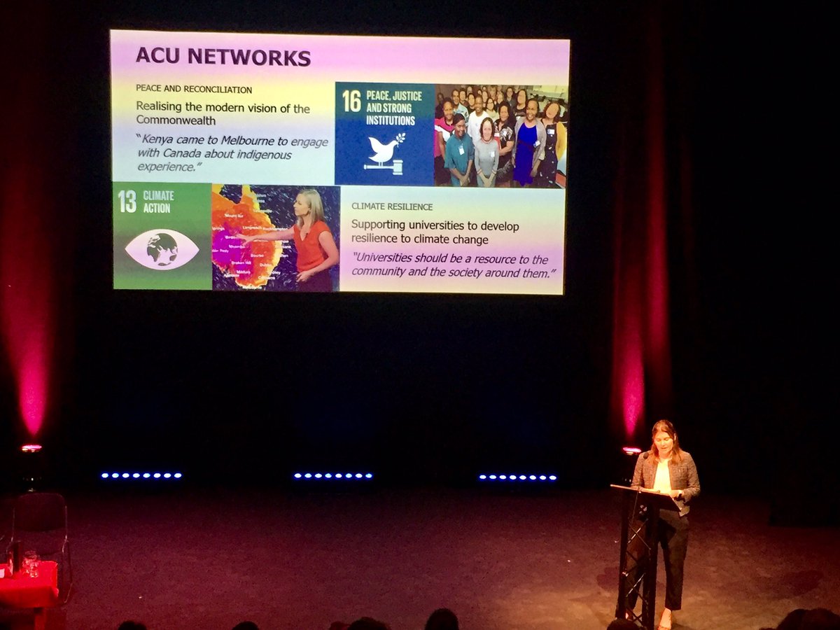 n_r_matthews's tweet photo. Liberty Oberlander from @The_ACU network presents the key role of higher education in advancing @UN #SDG13 #climateaction and #SDG16 #stronginstitutions. #GCSummit2019 #NCLGlobalChallenges https://t.co/vBOFMpAYyC