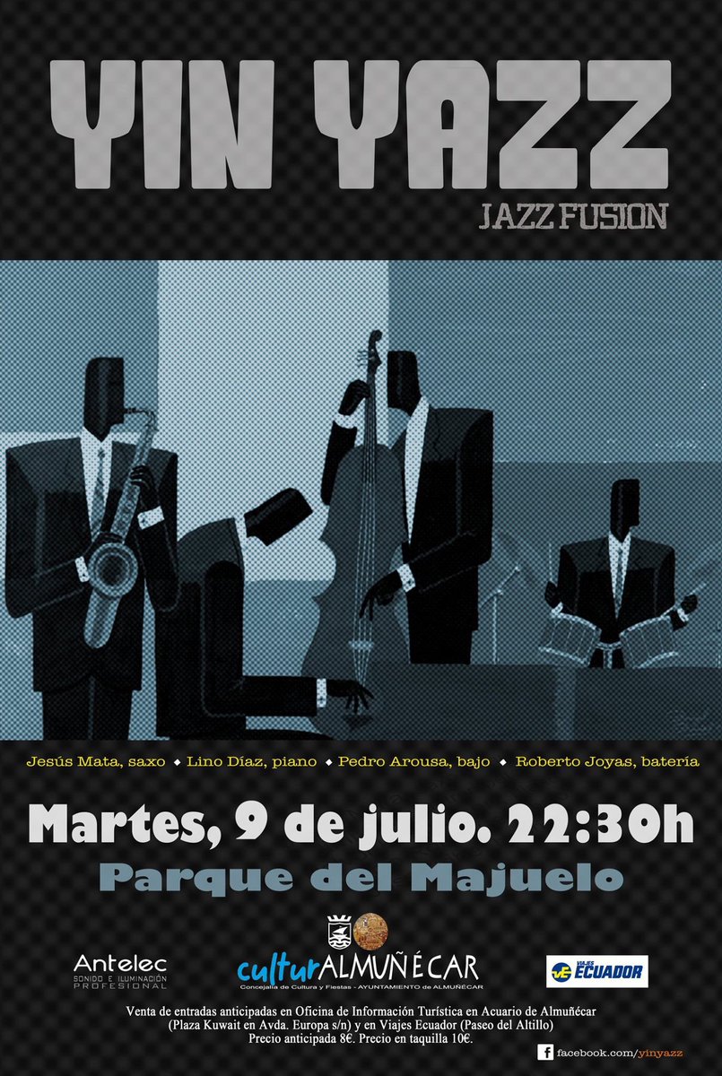 ℹ️Yin Jazz 
Martes 9 de Julio 22:30
📍Parque El Majuelo 
#cultura #almuñecar