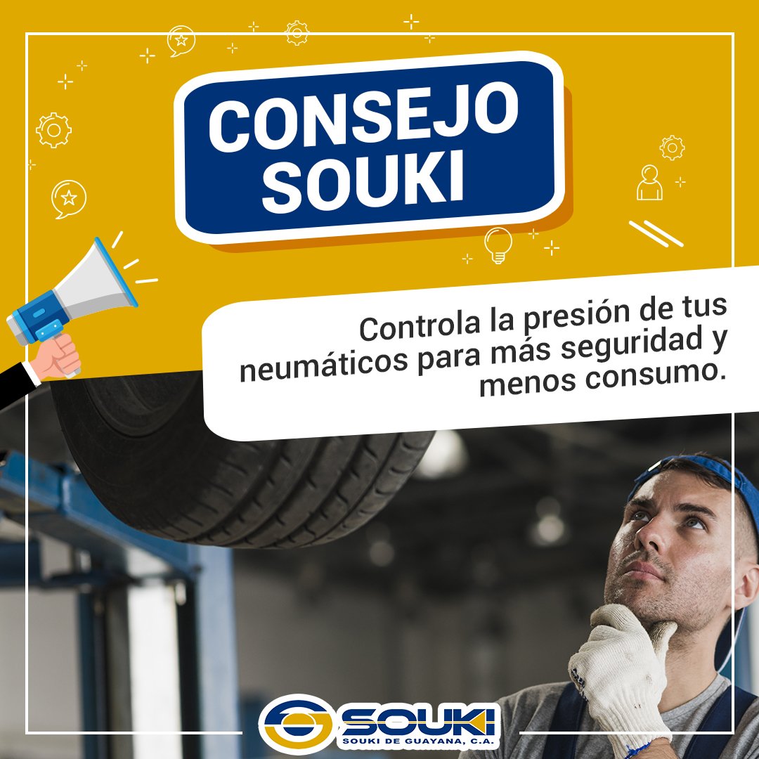 soukideguayana1's tweet image. #ConsejoSouki prolonga la vida útil de tus neumáticos con chequeo regulares de su presión. Puedes contar con nuestro ayuda en nuestra area #ChevyExpress, y realizar tu chequeo preventivo🚗🔧
