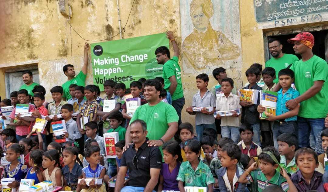 citrix's tweet photo. Mahatma Gandhi said, "Be the change you want to see in the world." With that in mind, Citrites in our office in #Bangalore distributed school supplies to more than 1,000 children in 12 schools in India, so  they could have access to the education they deserve. 💚#CitrixLife https://t.co/uOh2mc574t