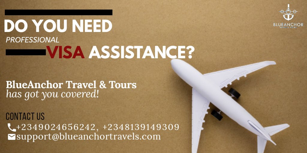 blueanchorng's tweet photo. Do you need a visa to travel to any country of your choice? Speak with us today, we have got you covered. 
Call or send a whatsapp message to our numbers: +2349024656242, +2348139149309.
#TravelTuesday #TuesdayMotivation #Visa  #Travel https://t.co/UJgKl0Cd3i