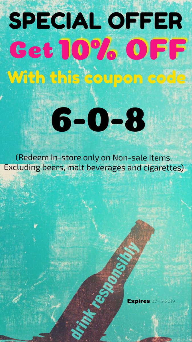 ➡For all the Loyal customers of Saver's Club LIQUOR LOCKER at Edison, NJ 08820 
This Week DISCOUNT Coupon code to GET 10% OFF 

#LiquorlockerNJ #EdisonNJ #TuesdayMotivation

@wordboydave <a href="/DJ100GRAND/">DJ100GRAND</a> <a href="/modocache/">Brian Gesiak</a> <a href="/Irate_Prankster/">irategeniustheprankster🎵🤌🏻🛸😇🪽🌈🪞</a> @TheJohnoShow <a href="/AlbeeAL201/">Albee Al</a>