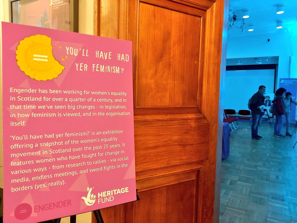 EngenderScot's tweet photo. Come and see us at @natlibscot until 5pm and check out our #Engender25 You'll Have Had Yer Feminism? exhibition and hear from the participants involved! https://t.co/nOeVqAAaG8