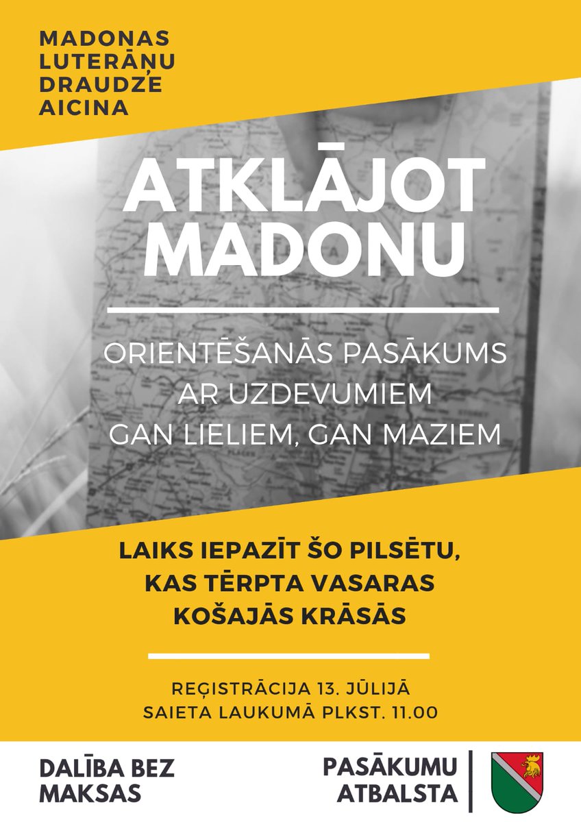 Misijas nedēļas ietvaros no 11.-18.07. ikvienam ir iespēja iesaistīties aktivitātēs Madonā, Cesvainē un Lubānā. Ieradīsies arī jaunieši no Čehijas.
Īpaši madonieši aicināti uz orientēšanās pasākumu "Atklājot Madonu!" 13.07.Saieta laukumā plkst.11.00.
Vairāk info t.22125766