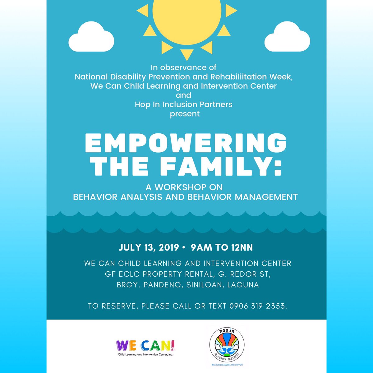 HopInPH's tweet photo. Empowered families lead to successful children. Join us as we build skills towards empowerment and effective advocacy. 💙🧡💚 Registration is until July 11, 2019!

#HopInPh #inclusionrevolution #inclusion #diversity #abilityoverdisability #rethinkdisability #inclusionPhilippines https://t.co/LaGdQRw1OK