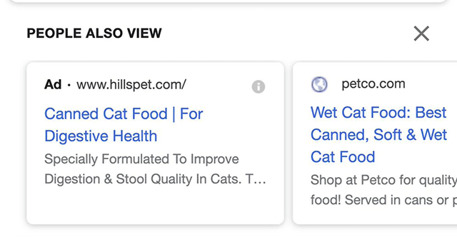 rustybrick's tweet photo. Google may be testing displaying ads and organic results in the same “people also view” carousel  https://t.co/JgFFB5BaYU https://t.co/pDY1F0FOzw