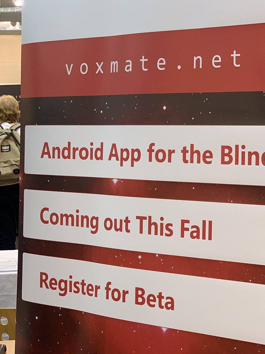 Image of VOX Mate App display board advertising the web address voxmate.net stating android app comming this fall register for beta