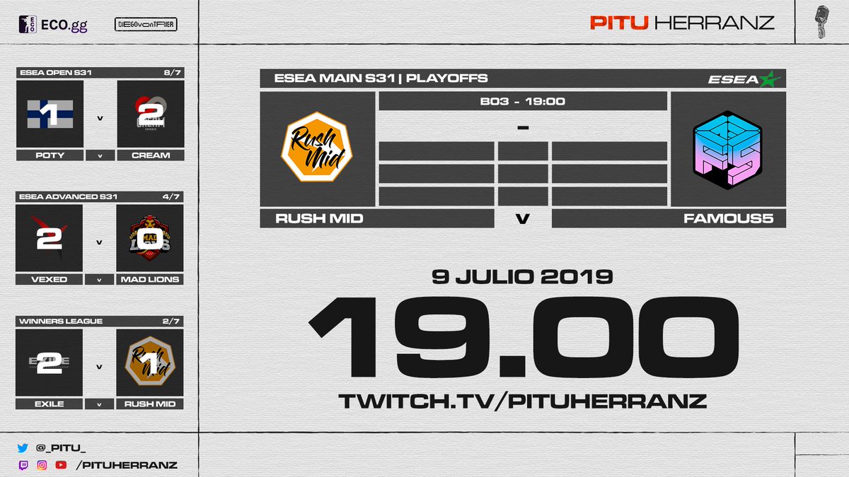 _Pitu_'s tweet photo. Otro equipo que busca ascender a #ESEA Advanced es 🇪🇸#RUSHMID 

El equipo español arranca hoy su periplo por playoffs y necesitan ganar dos Bo3 para obtener la plaza. 

⏰19:00 
📺https://t.co/ADypqowC1a https://t.co/5F75H3Gqu4