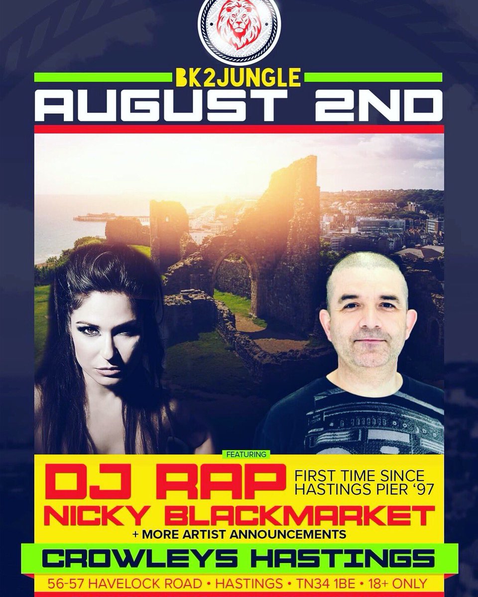 BK2JUNGLE presents: DJ RAP & @nickyblkmkt 

Buy £5 tickets from deftickets.co.uk/events/bk2jung…

#hastings #whatson #jungle #junglednb #drumandbass #2rooms #oldskoolhouse #house #deephouse #liveacts #oldskoolgarage #oldskooljungle