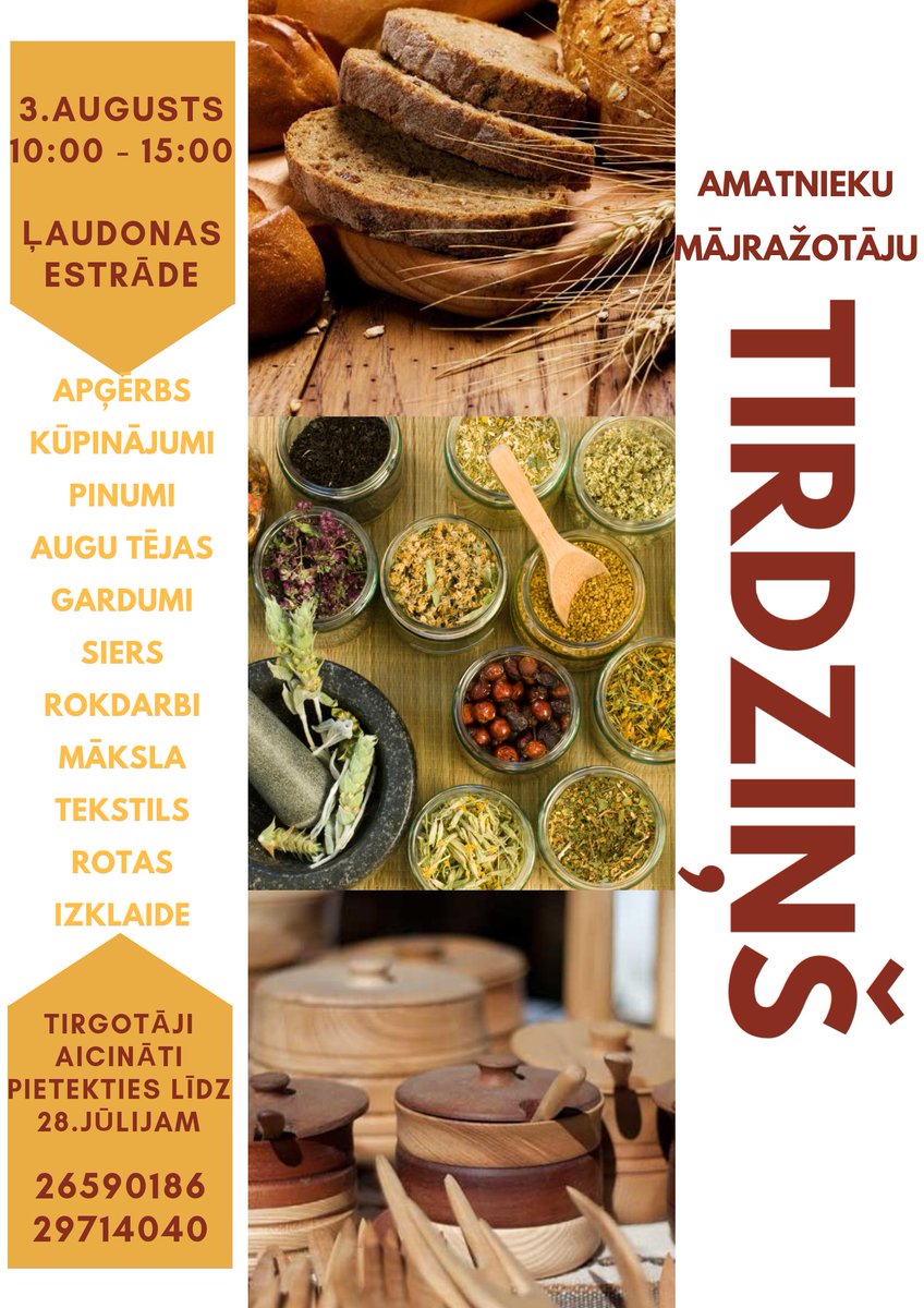 Amatnieki un mājražotāji līdz 28.jūlijam aicināti pieteikties Ļaudonas pagasta svētku tirdziņam 3.augustā.