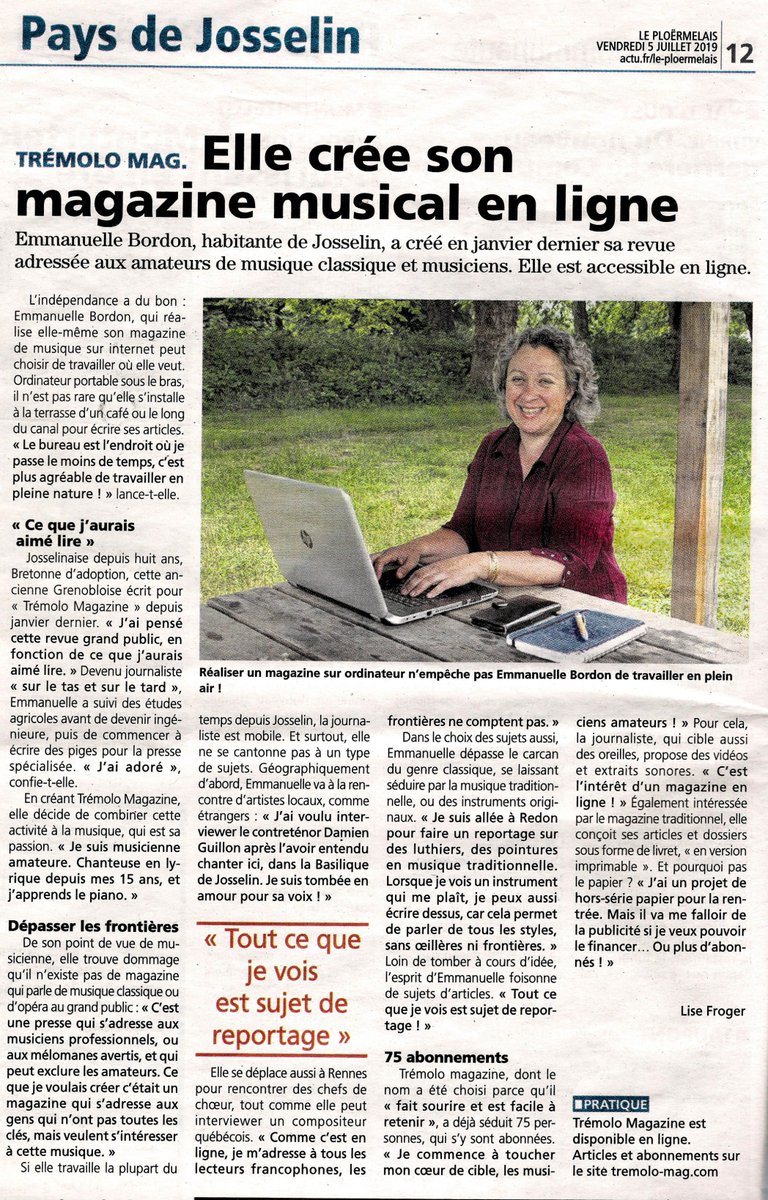 TremoloMagazine's tweet photo. Et on a bien raison de ne pas se décourager parce que cette participation nous aura au moins rapporté un bel article dans la presse. #MagazineMusical
https://t.co/cpLDFfE3zh
cc @CreateurEn56 @LePloermelais @Lise_Fro https://t.co/aCgRncsoJy