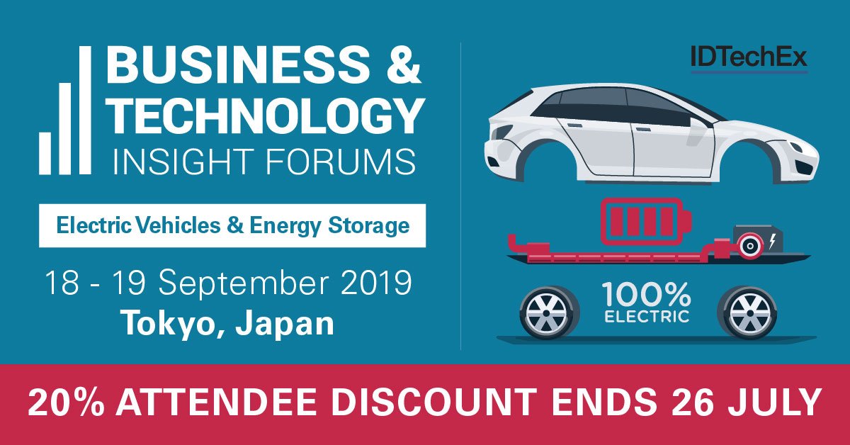 IDTechEx's tweet photo. Business & Technology Insight Forums - Japan!
18-19 September 2019 | Tokyo, Japan
20% Attendee Discount ends 26 July
Register: https://t.co/dU15Upbyka
#ElectricVehicles #EVsChina #SmartMaterials #StructuralElectronics #EnergyStorage #LithiumionBatteries #ElectricMotors https://t.co/53wHBfcsde