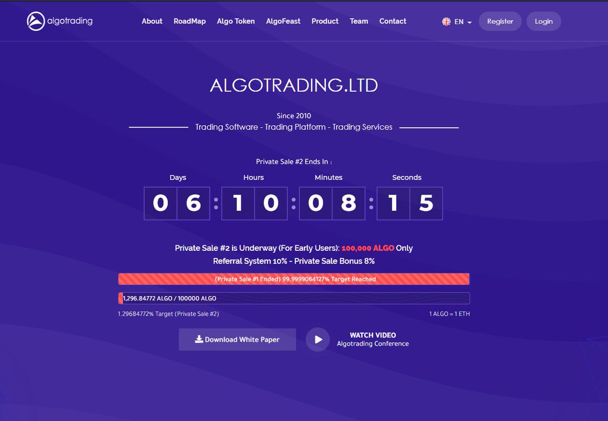 algotrading_ltd's tweet image. Our private sale #2 is underway
Get it now with 8% bonus and 100% cashback !!
algotrading.ltd