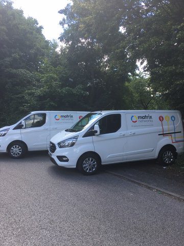 matrix_networks's tweet photo. Two new vans freshly branded up last week, ready to hit the road and #bringyourdevelopmenttolife #loveconstruction. Thanks @SXWarrington https://t.co/2RLifS68z6