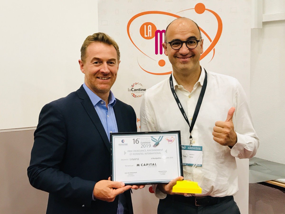 MCapitalPartner's tweet photo. [Event] Aujourd'hui à eu lieu la 16ème édition des Trophées de l'Economie Numérique parrainée par @MCapitalPartner . Toutes nos félicitations à @synapse_dev qui remporte le prix "Croissance, rayonnement et potentiel international'" !

@La_Melee @CCIoccitanie 
#TEN19 #IA #chatbot https://t.co/RWWqr720Pt