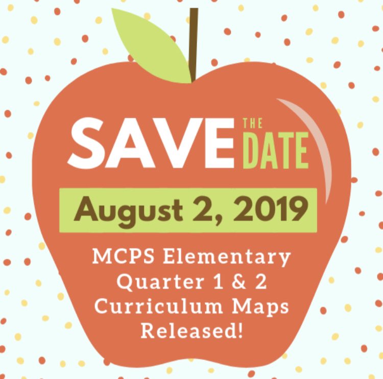 MCPS_Elementary's tweet photo. @MCPS_Elementary has been working extremely hard this summer &amp; we‘re excited for all the new additions coming to the curriculum maps for the 2019-20 SY! All subject area curriculum maps for qtr. 1 &amp; 2 will be released Aug. 2nd! Enjoy the rest of your summer &amp; we‘ll see you soon! https://t.co/pZohWa0xLZ