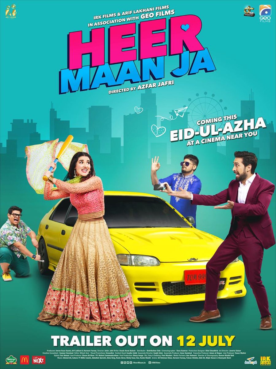 Aik baar phir hamay azma k tu dekho
La rahe hai aik aur hit zara ja k tu dekho ;)

Presenting a fun poster for an exciting film #HeerMaanJa releases this #EidUlAzha with the Superhit jori of Pakistan. 

#IRKFilms | #ArifLakhaniFilms | #GeoFilms | #DistributionClub |