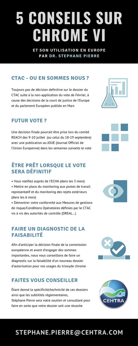 #chromeVI  #5conseils  #CTAC  notre consultant Stephane Pierre sera incontournable pour la réussite de vos dossiers d #autorisationReach