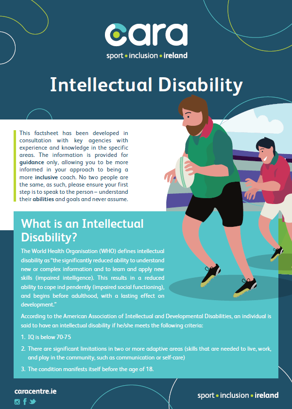 irishbadminton's tweet photo. #Step21 of the 50 steps Badminton Ireland are taking to become a more inclusive organisation is to circulate a CARA Centre Fact-Sheet. Today's fact-sheet is focused on those with Intellectual Disabilities. https://t.co/8KFx0Lsj5Z
