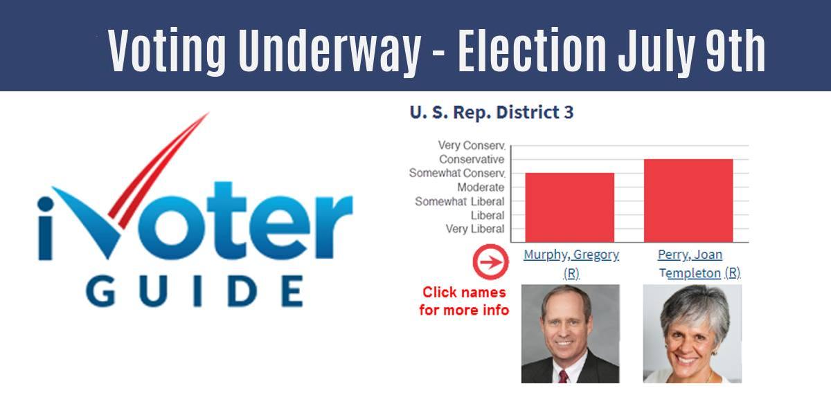 NCConservatism's tweet photo. Today is Election Day for the Republican Primary Runoff in #NC03. Republican and unaffiliated voters may vote today from 7am until 8pm. Checkout the helpful @ivoterguide https://t.co/jWeICEcD9G #ElectionDay https://t.co/WIhwpyd6OK