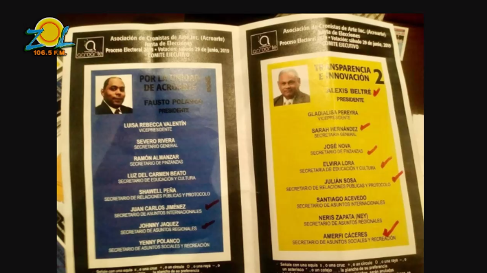 SoldelaMananaRD's tweet photo. El voto que de la plancha amarilla que #FaustoPolanco declaró nulo que encabeza su contrincante #AlexisBletre en las elecciones de #Acroarte. @ZOLFM1065 #LaMasInteractiva #SoldelaMananaRD https://t.co/zbUPaift5R