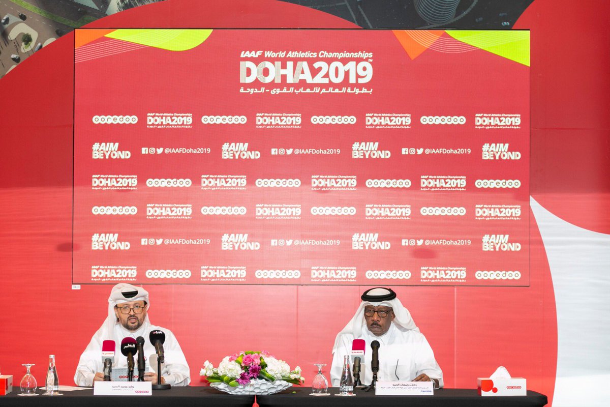 OoredooQatar's tweet photo. We’re a #NationalPartner for the IAAF Doha 2019 set to be held 27 September-6 October 2019 at #KhalifaInternationalStadium. Super proud to be involved with such a prestigious international sporting event and looking forward to #AimBeyond at #Doha2019 Stay tuned for more
 #Ooredoo https://t.co/rHCcKUKtuF