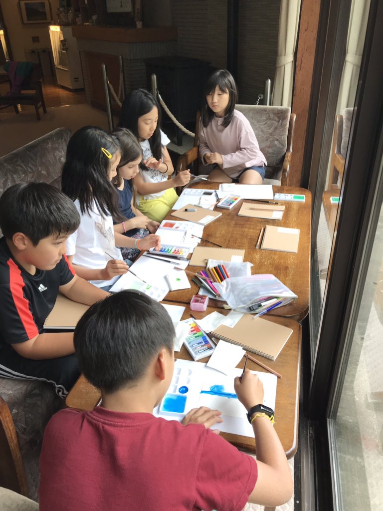 QUESTTokyoKK's tweet photo. Lots of laughter and some sunshine today. We dodged the rain this afternoon and created an Andy Goldsworthy style natural art sculpture. Team QUEST have been delightful all day, even during extreme-round-two Monopoly this evening! #questtokyo #questnorikura #questsummer2019 https://t.co/jyxiP4Q5jB