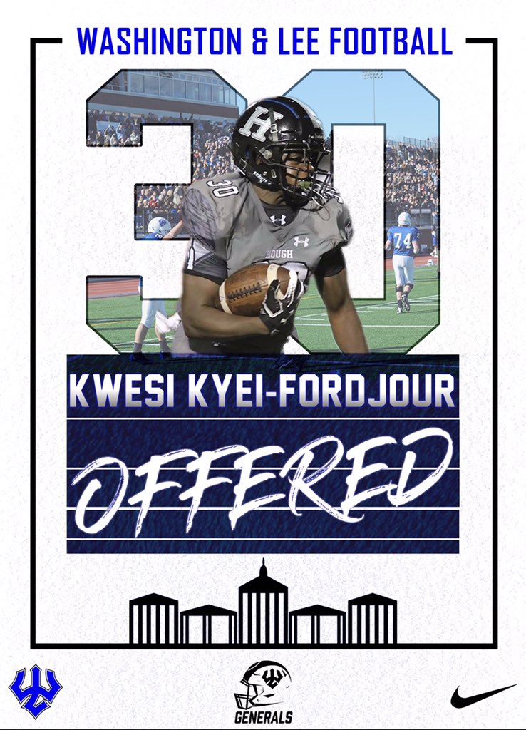 kwekwe30's tweet photo. Excited and blessed to say that I have received my Second Offer from Washington &amp; Lee University @WashandLeeFB @CoachPerrotta @HoughFB @DeShawnBaker6 @elitesportsmktg @CoachJenkinsHHS https://t.co/5AYoZGzDgI