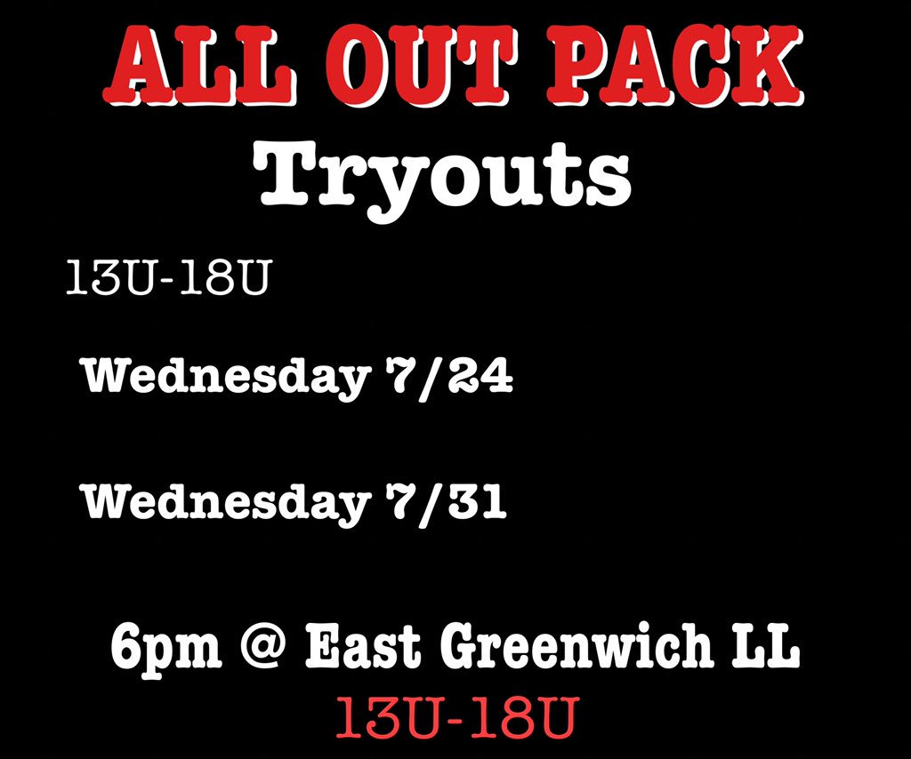🅰️🅾️ 13U-18U Date, Time and Location for Tryouts. Email alloutbaseball@gmail.com to register until we send out registration link. LETS GO! #pack🐺 🔥🔥🔥🔥
