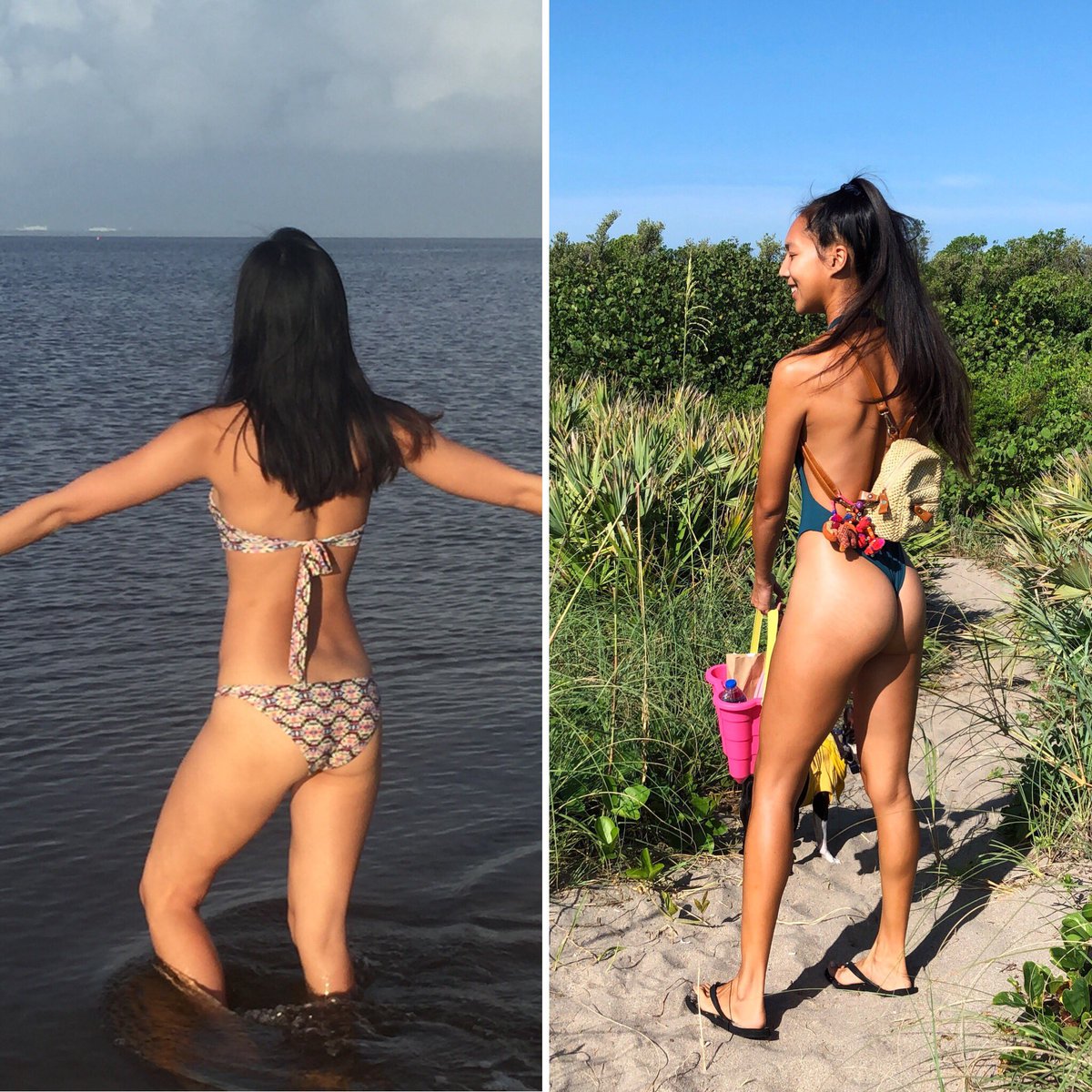 jayycrane's tweet photo. Me 2017 and 2019 🌴 แต่ก่อนไม่เคยคิดว่าจะมีก้นแบบคนอื่นเค้าเลย ตอนเริ่มออกกำลังกายก็คิดแค่ว่า คนก้นแบนแบบเรา ได้ก้นที่เด้งขึ้นมานิดนึงก็ดีใจแล้ว แต่พอเริ่มเห็นผลลัพธ์เรื่อยๆก็ยิ่งมีกำลังใจ ก็หาศึกษาจากวิดิโอในยูทูปและลองทำตั้งใจ ขยันและอดทน ก็เลยได้มาแบบนี้ค่ะ #workoutmotivation https://t.co/OIK2WwAvW2