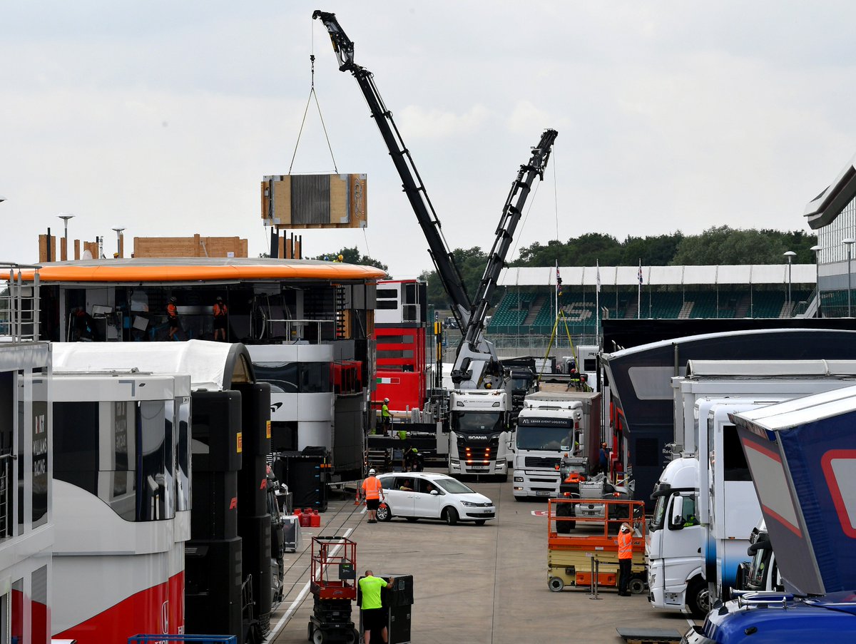HaasF1Team's tweet photo. Silverstone setup underway 🛠️🇬🇧

Crews have been busy since Sunday getting prepared for the #BritishGP https://t.co/fSWpp0Czi4