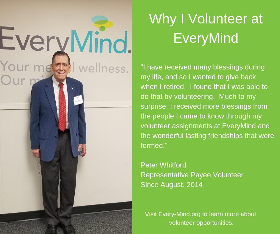 Thank you Peter for your volunteerism, dedication and compassion! #volunteerforEveryMind #volunteers #volunteer #volunteering #givingbackfeelsgood