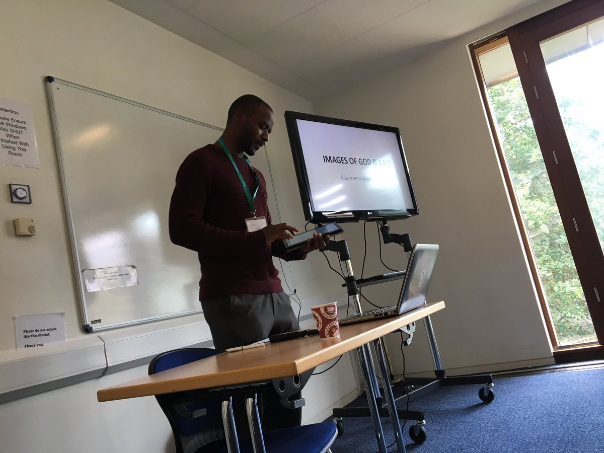 OakHillLondon's tweet photo. Images of God and race: @Felix_Aremo, pastor at @WeAreBLoC and teacher at @LondonCM, leads one of the afternoon seminars at the Oak Hill School of Theology #SOT19 https://t.co/xky0UkTAjQ