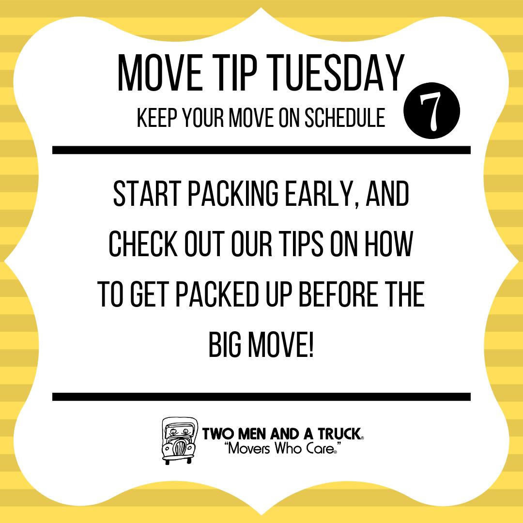 twomenhsv's tweet photo. #MoveTipTuesday Part 7 & the final part of "Keep Your Move On Schedule" #MoveTip Start packing early, and read our tips (https://t.co/9dYpwjjgjJ) on how to get packed up before the big move! 📦🙂 #tmthsv #tmthuntsville #moverswhocare #tiptuesday https://t.co/OUl8VLcyuR
