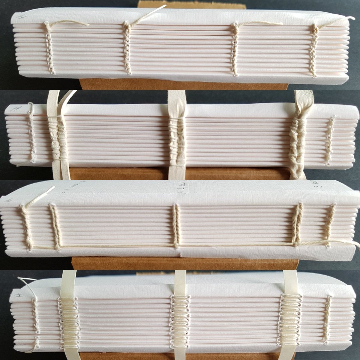 ariellesbindery's tweet photo. On Saturday we did one more class covering sewing structures, here are the last four! #bookbinding #cbbag #sewing https://t.co/meMStUw7Bj