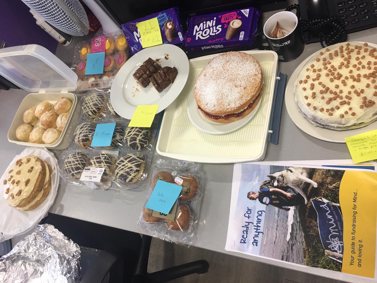 EvinoxSupport's tweet photo. We are holding a bake sale today to raise money for our colleagues who are taking on tough mudder in September in aid of @MindCharity ! If you would like to donate please do using our link below:  https://t.co/hLYOpk5nXN
#charity #mentalhealth #energy #sponsorship #mind https://t.co/t9U17SFWaY