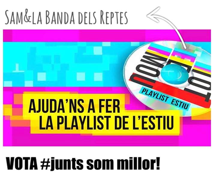 SReptes's tweet photo. #juntssommillor nominada I en primera posició en la playlist d’estiu del disc de @tv3cat! Ajuda’ns a que la nostra cançó soni aquest estiu! És superfácil: ✔️entra a la web de tv3/menú/concursos o accedint al link de la bio.
✔️registra’t i inicia sessió.
✔️VOTA JUNTS SOM MILLOR. https://t.co/DRER1X86nQ
