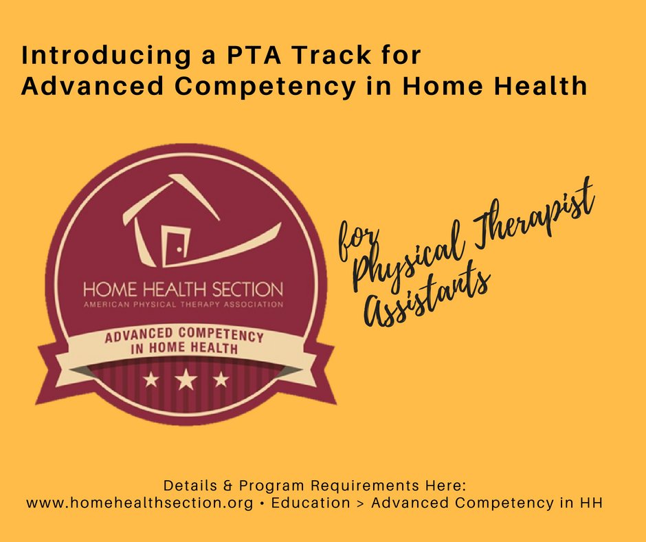 APTAHomeHealth's tweet image. Are you a new grad or perhaps looking to get into the #homehealth setting? Our Advanced Competency Program can help with this and is open to PTs and PTAs. Learn more on our website
homehealthsection.org/page/AdvCompet…
#HomeHealthPT #NewGradPT #freshPT #DPTStudent #PTAstudent