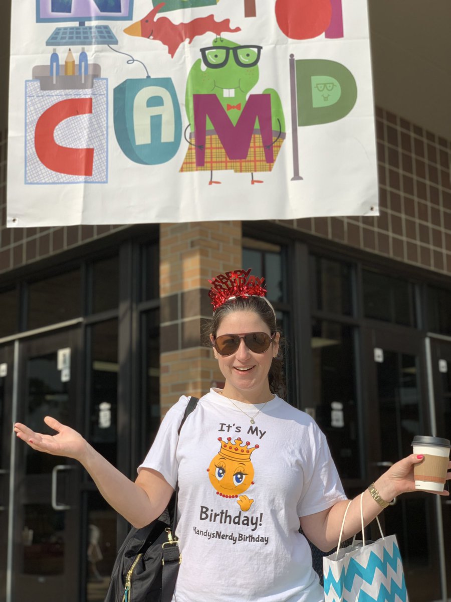techlibrarianil's tweet photo. Happy day to the nerdy @MrsKirsch4th If you see her at #nErDCampMI give her a high five! #WeAreD34 #ThinkOf34 #summerfun #alwayslearning https://t.co/93PU6IoQLN
