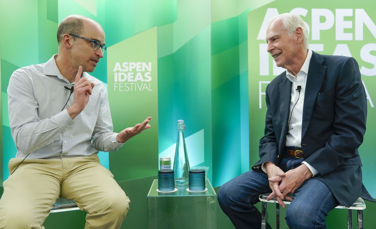 PeterGeorgescu's tweet photo. Fondly recalling my time at @aspenideas festival this morning. With many thanks to Aspen's @kittyboone and @JudySamuelson and especially to @DLeonhardt for being my conversation partner.  #IncomeInequality #ReimaginingCapitalism https://t.co/5zNnrejRAt